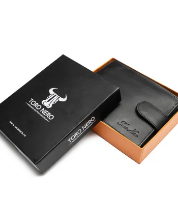 Portofel barbati din piele naturala negru mat Viki,protectie RFID