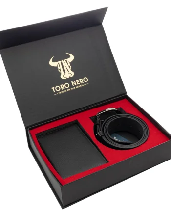 Set cadou portofel+curea din piele pentru femei negru Little - 135 cm