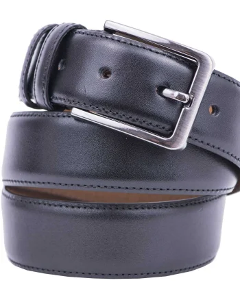 Curea barbati din piele naturala neagra Simple - 110 cm