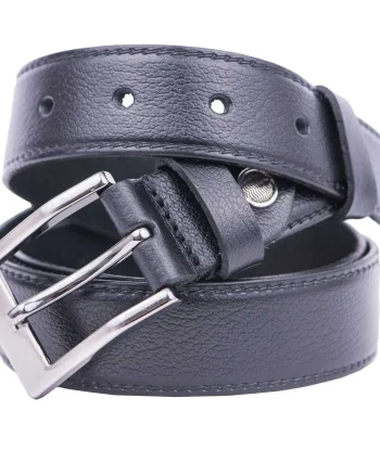 Curea barbati din piele naturala neagra Slim shady classic - 110 cm