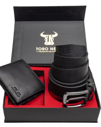 Set cadou portofel + curea din piele pentru barbati Max-Rubber - 135 cm