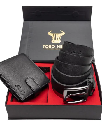 Set cadou portofel + curea din piele pentru barbati Vox-Rubber - 135 cm