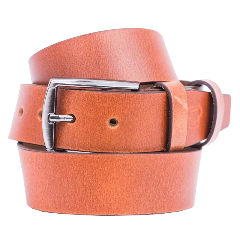 Curea barbati din piele naturala maro Carrot - 110 cm