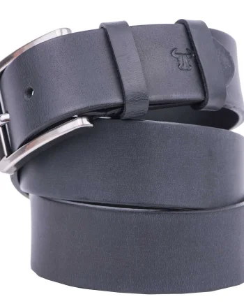 Curea barbati din piele naturala neagra Rubber - 110 cm