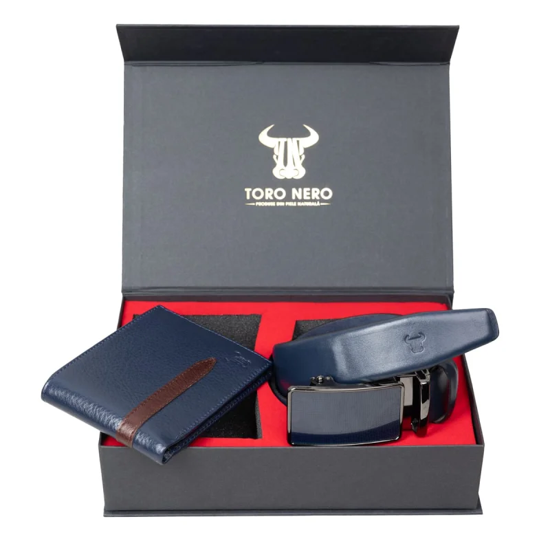 Set cadou portofel + curea din piele pentru barbati Atilla - 135 cm
