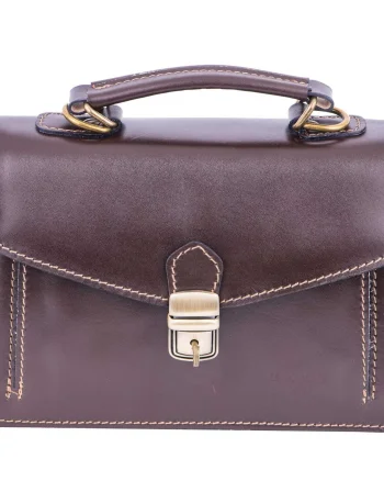 Geanta barbati din piele naturala maro Key leather horizontal