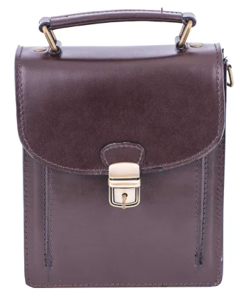 Geanta barbati din piele naturala maro Key leather vertical
