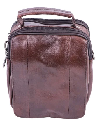 Geanta barbati din piele naturala maro Cover Carrier
