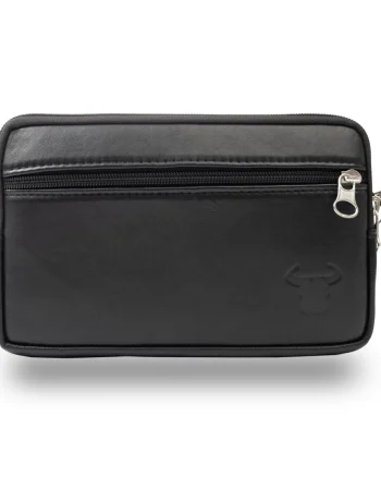 Borseta barbati din piele naturala neagra Hand and belt carrier
