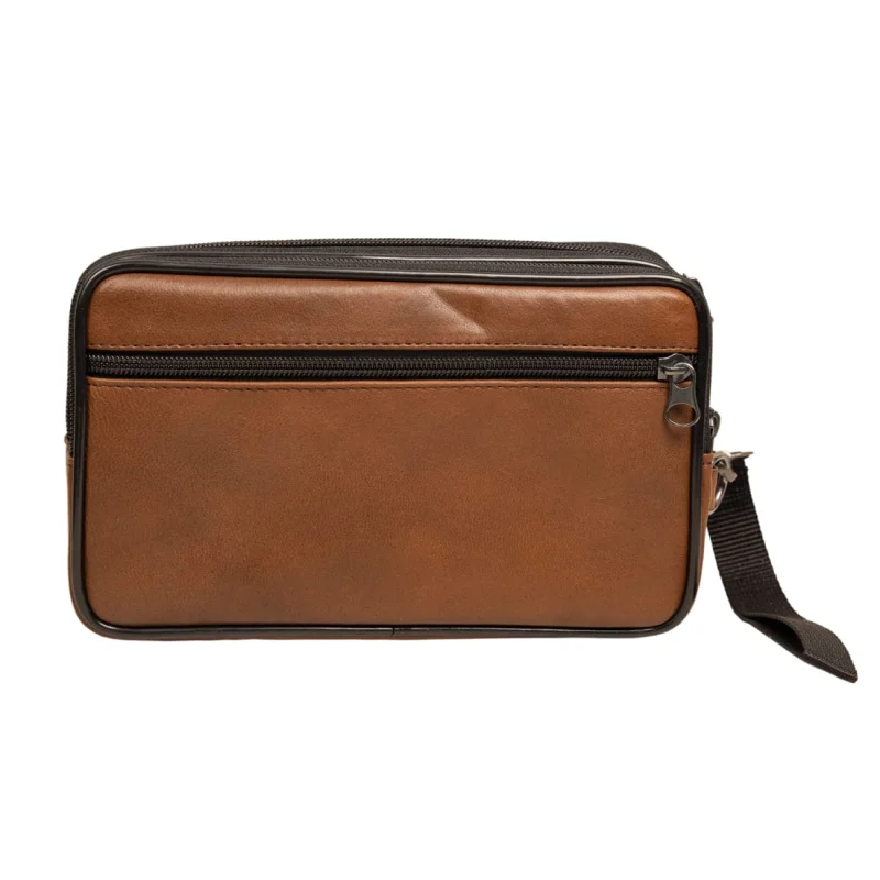 Borseta barbati din piele naturala maro Hand and belt carrier