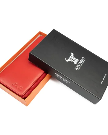Portofel femei din piele naturala rosu Gina,protectie RFID