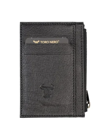 Port-card barbati din piele naturala negru Icon