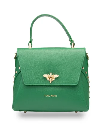 Geanta dama din piele naturala verde Olivia