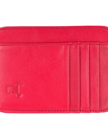 Port-card barbati din piele naturala rosu Open Wallet