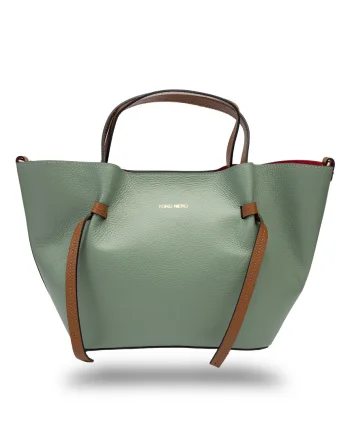 Geanta dama din piele naturala verde salvie Loretta