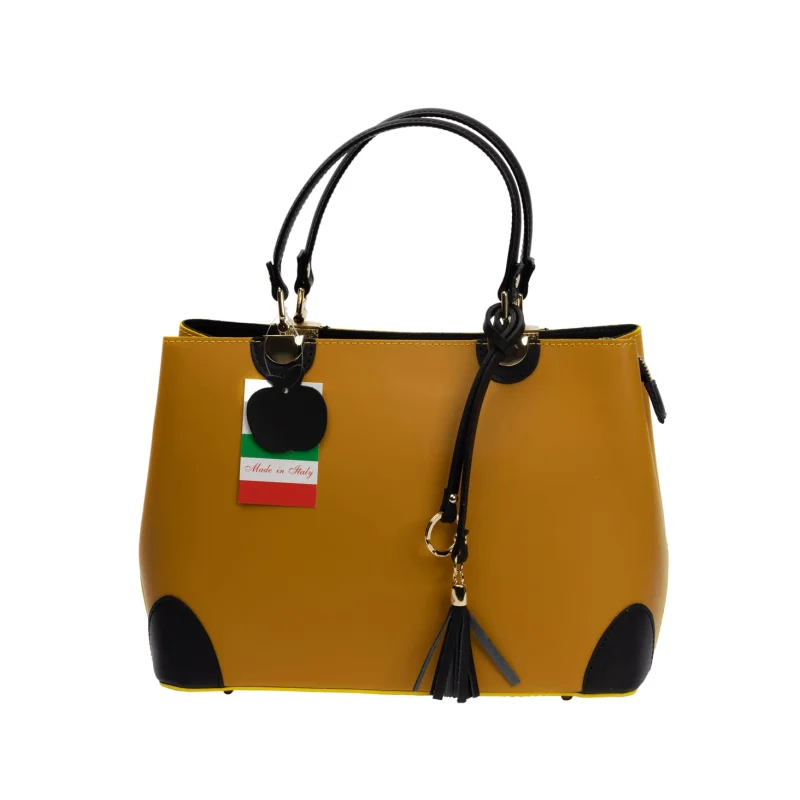 Geantă damă din piele naturala mustar Design Beauty