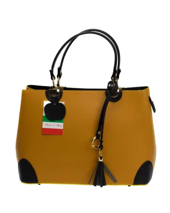 Geantă damă din piele naturala mustar Design Beauty