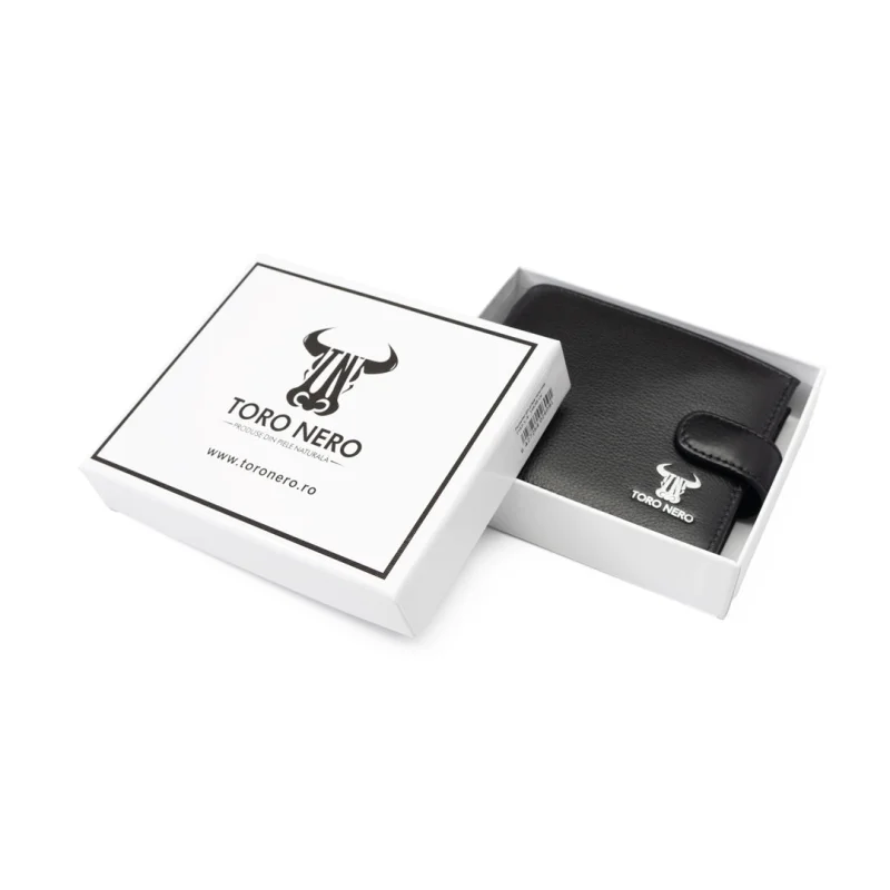Portofel barbati din piele naturala negru-rosu Casual Code,protectie Rfid