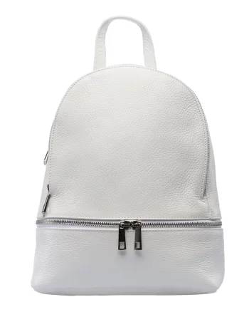 Rucsac damă din piele naturala alb Suede