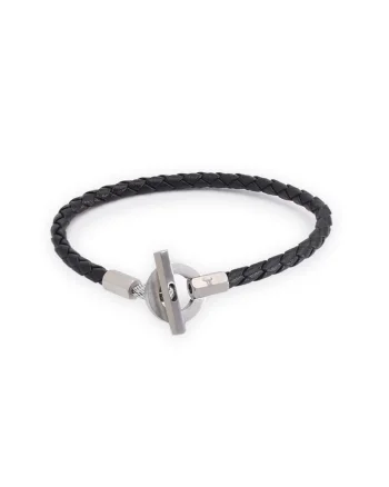 Bratara femei din piele naturala neagra Circle