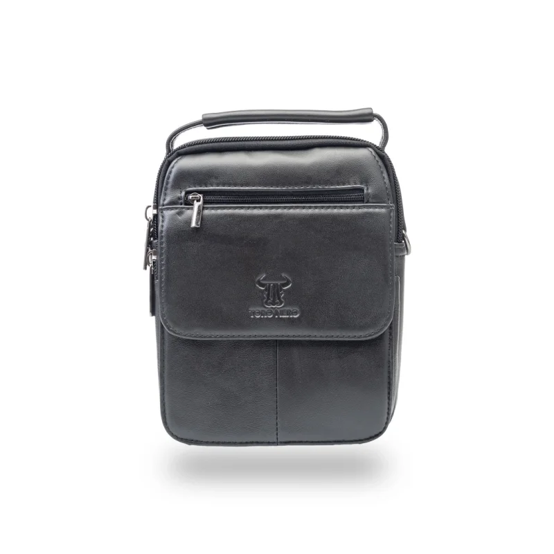 Geanta barbati din piele naturala neagra Hand Carier