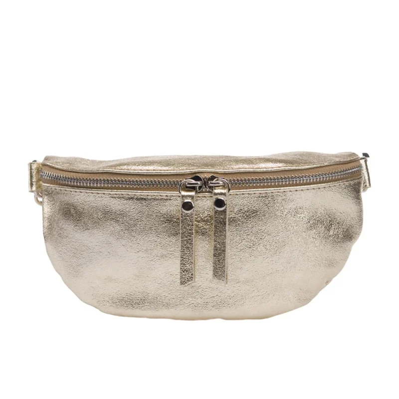 Borsetă damă din piele naturala auriu Waist Glam