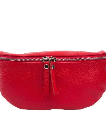 Borsetă damă din piele naturala rosu Waist Glam
