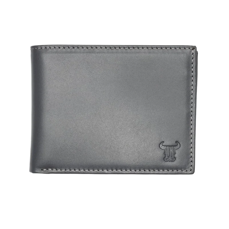 Portofel barbati din piele naturala gri Muselles Eyelet