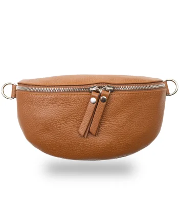 Borsetă damă din piele naturala maro Waist Glam