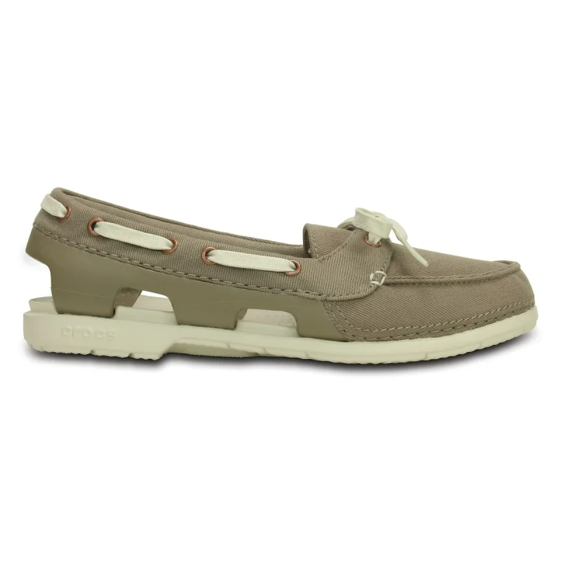 Pantofi Crocs Women's Beach Line Hybrid Boat Shoe Maro - Khaki/Stucco