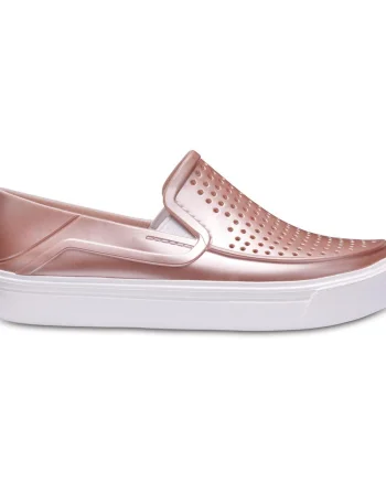 Pantofi Crocs Kids' CitiLane Roka Metallic Slip-On Roz - Rose Dust