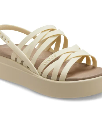 Sandale Crocs Brooklyn Strappy Low Wedge Bej - Bone