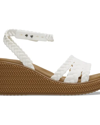 Sandale Crocs Brooklyn Woven Ankle Strap Wedge Alb - Chalk