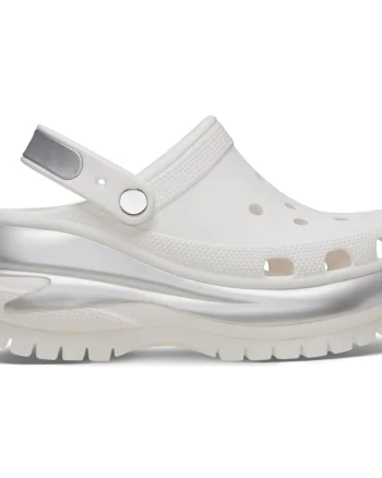 Saboti Crocs Mega Crush Metallic Clog Alb - White/Silver