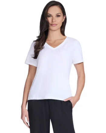 Tricou femei Skechers Pima V-Neck Tee TP130-WHT