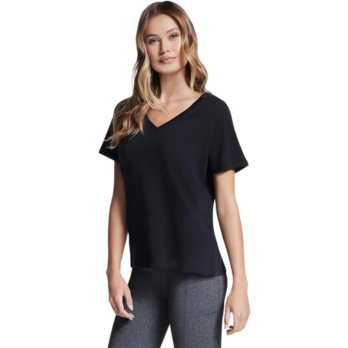 Tricou femei Skechers Pima V-Neck Tee TP130-BLK
