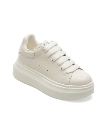 Pantofi sport EPICA albi, 70680, din piele naturala