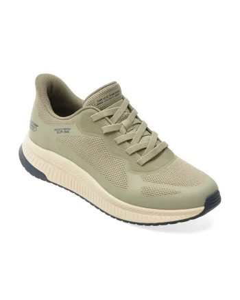 Pantofi sport SKECHERS kaki, BOBS SQUAD 4, din material textil