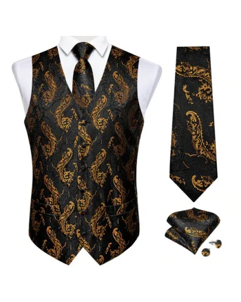 Set vesta + cravata + batista + butoni, matase - model 8