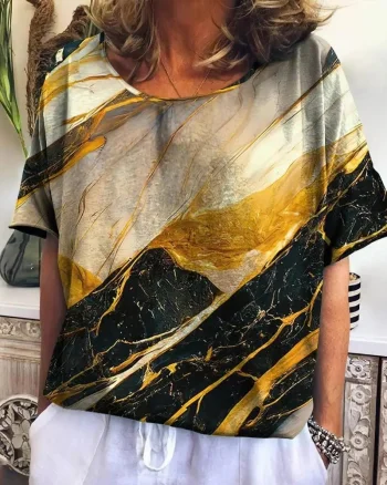 Bluza cu design modern, de dama, maneca scurta, model 78, marime XL