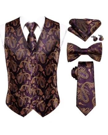 Set vesta + cravata + batista + butoni + papion, matase - model 24
