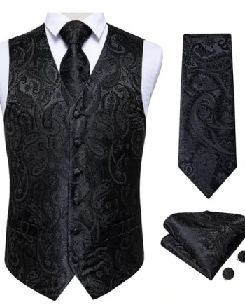 Set vesta + cravata + batista + butoni, matase - model 4