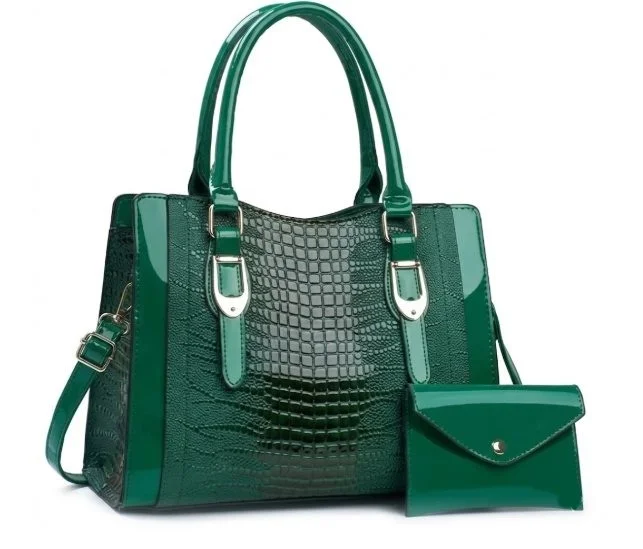 Geanta verde eleganta, incapatoare + portofel Anais