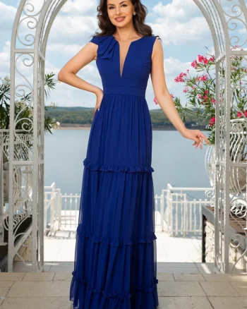 Rochie de seara albastra cu volane