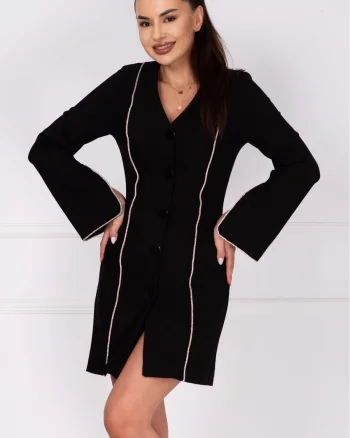 Rochie de ocazie tip sacou cu benzi pretioase din strassuri