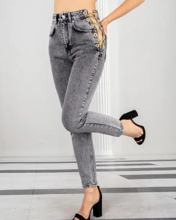Blugi dama Foxy cu lant lateral reglabil