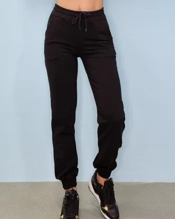 Pantaloni sport Benone, din bumbac, Negru