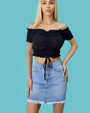 Camasa dama Rebeca, pe umeri cu maneca scurta, Negru