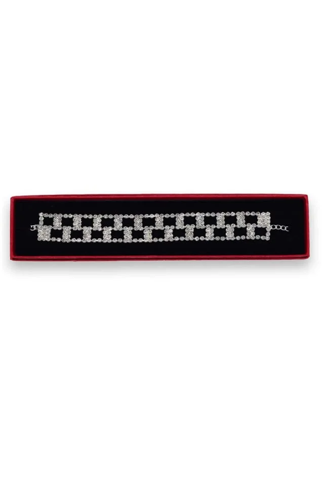 Bratara Stania eleganta, cu pietre semipretioase, in cutie, pentru femei, argintiu, BS011