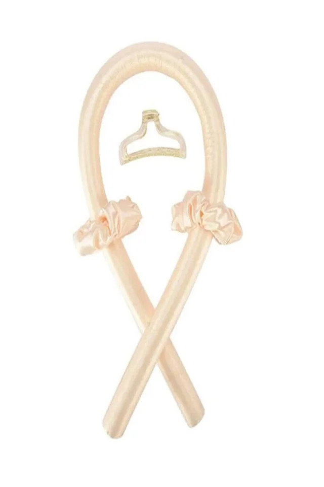 Set dama, Ondulator fara caldura pentru bucle naturale, 2 elastice si o clama de par, crem